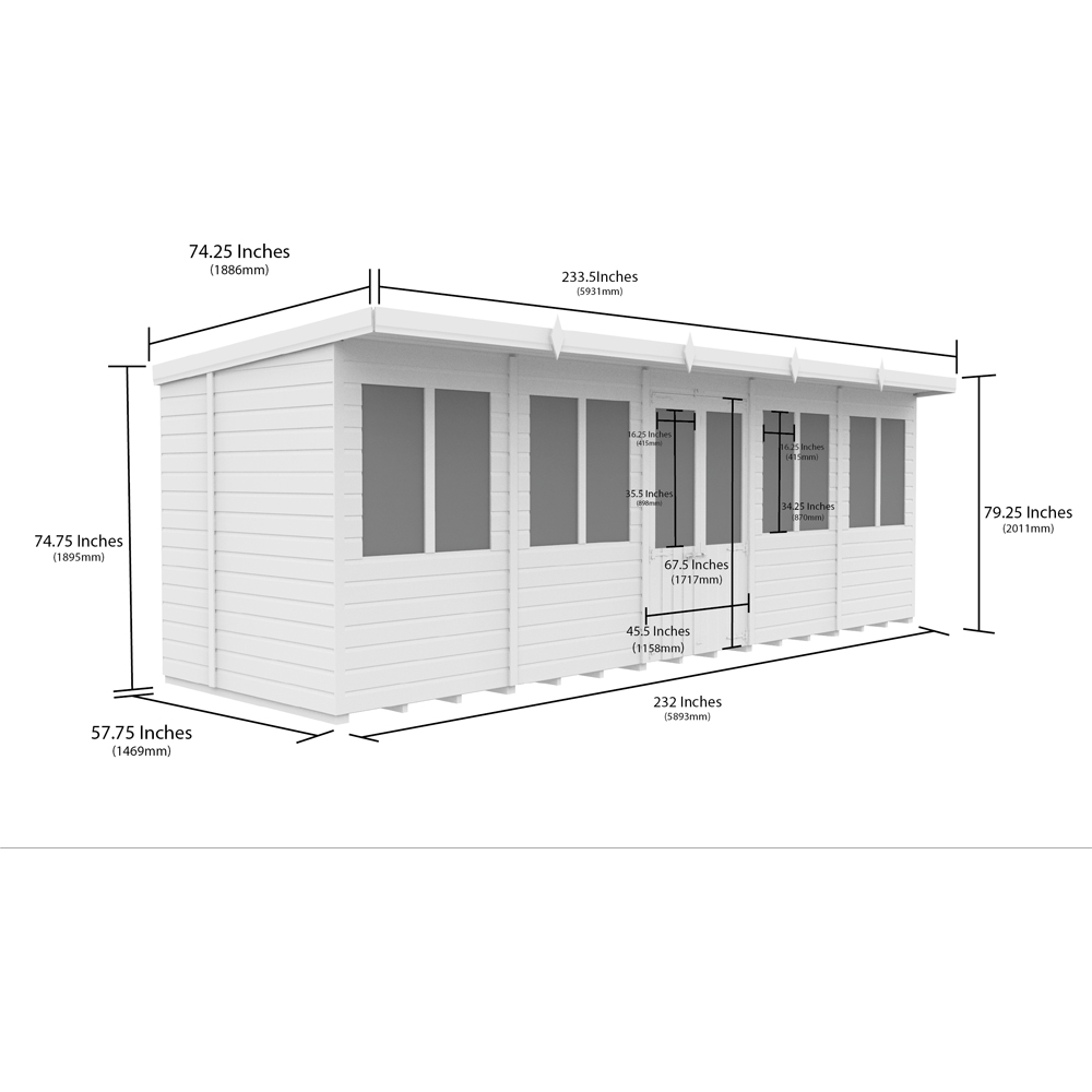 DIY Sheds 20 x 5ft Tongue and Groove Timber Pent Summerhouse Image 8