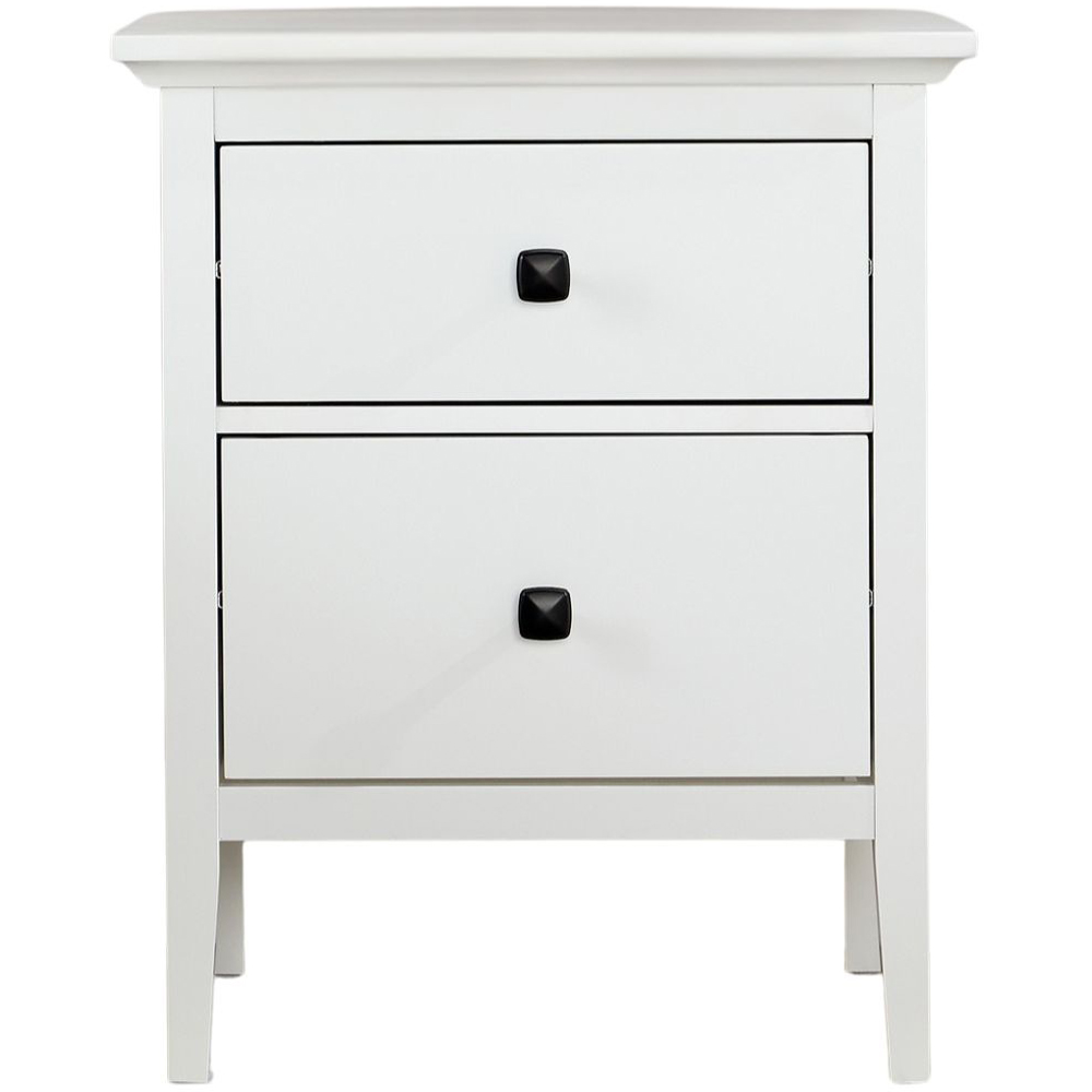 Home Source 2 Drawer White Bedside Table Image 3