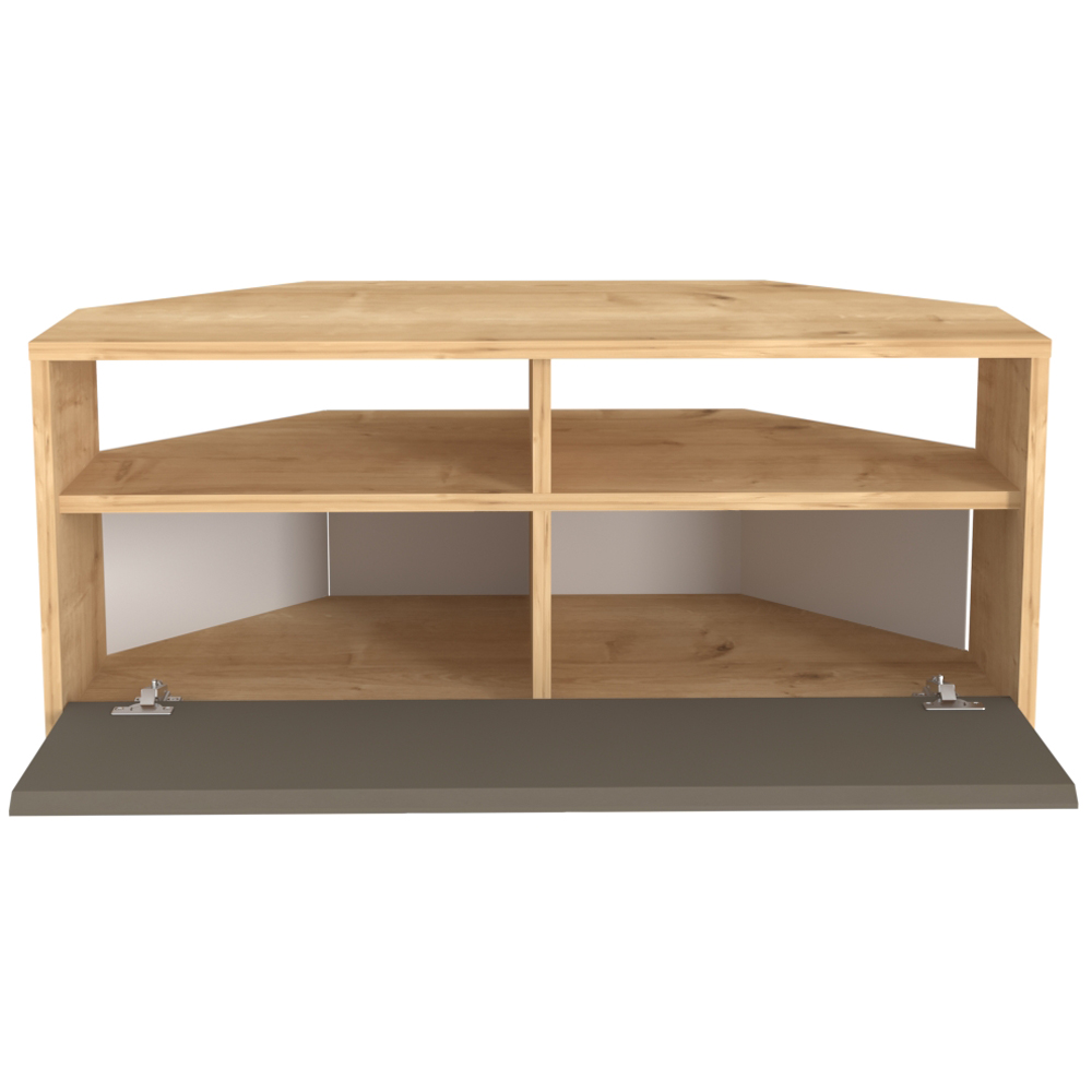 Decorotika Comero Single Door 2 Shelf Sapphire and Oak Corner TV Unit Image 5