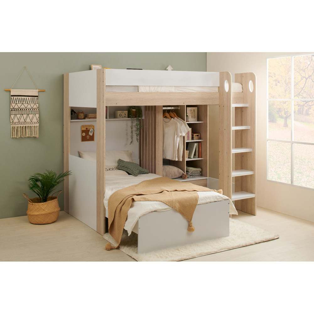 Flair Hampton White and Oak L Shape Bunk Bed Image 6
