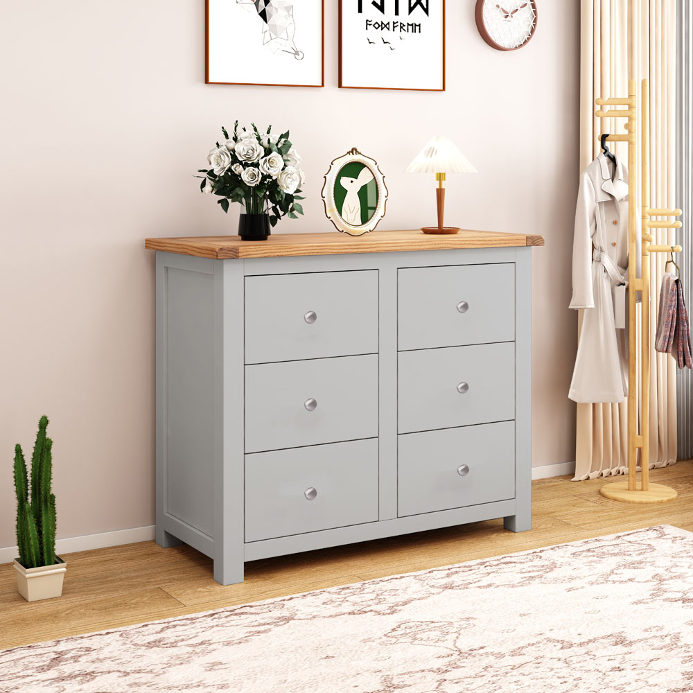 Cabinet Bits Mirano 6 Drawer Grey Chrome Knob Chest of Drawers Image 8