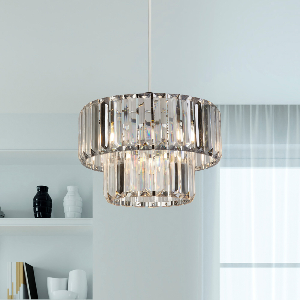 Lighting Collection 2 Tier Chrome and Acrylic LED Shade Image 2