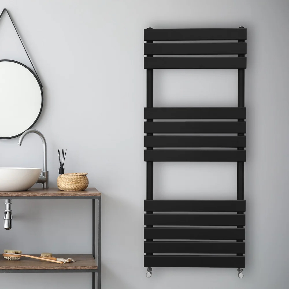 Monster Shop 1892BTU Black Flat Panel Towel Radiator 1200 x 450mm Image 2