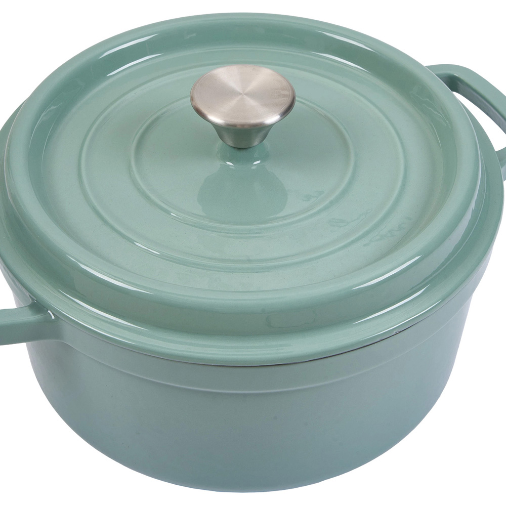 Living and Home Emerald Green Enamelled Cast Iron Dutch Oven Pot 5L Image 3