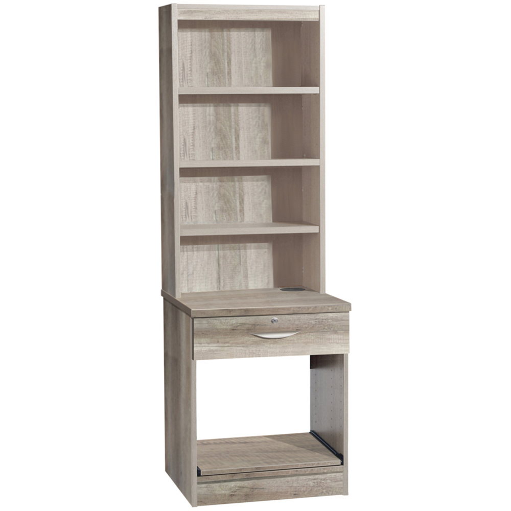 R White Cabinets Single Drawer 4 Shelf Printer Desk Stand with Hutch Grey Image 2