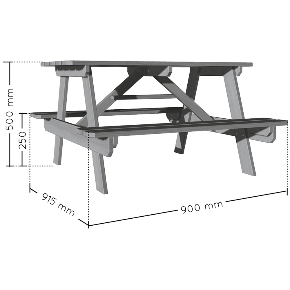Soulet Kids 4 Seater Grey Wooden Picnic Table with Parasol Hole Image 6