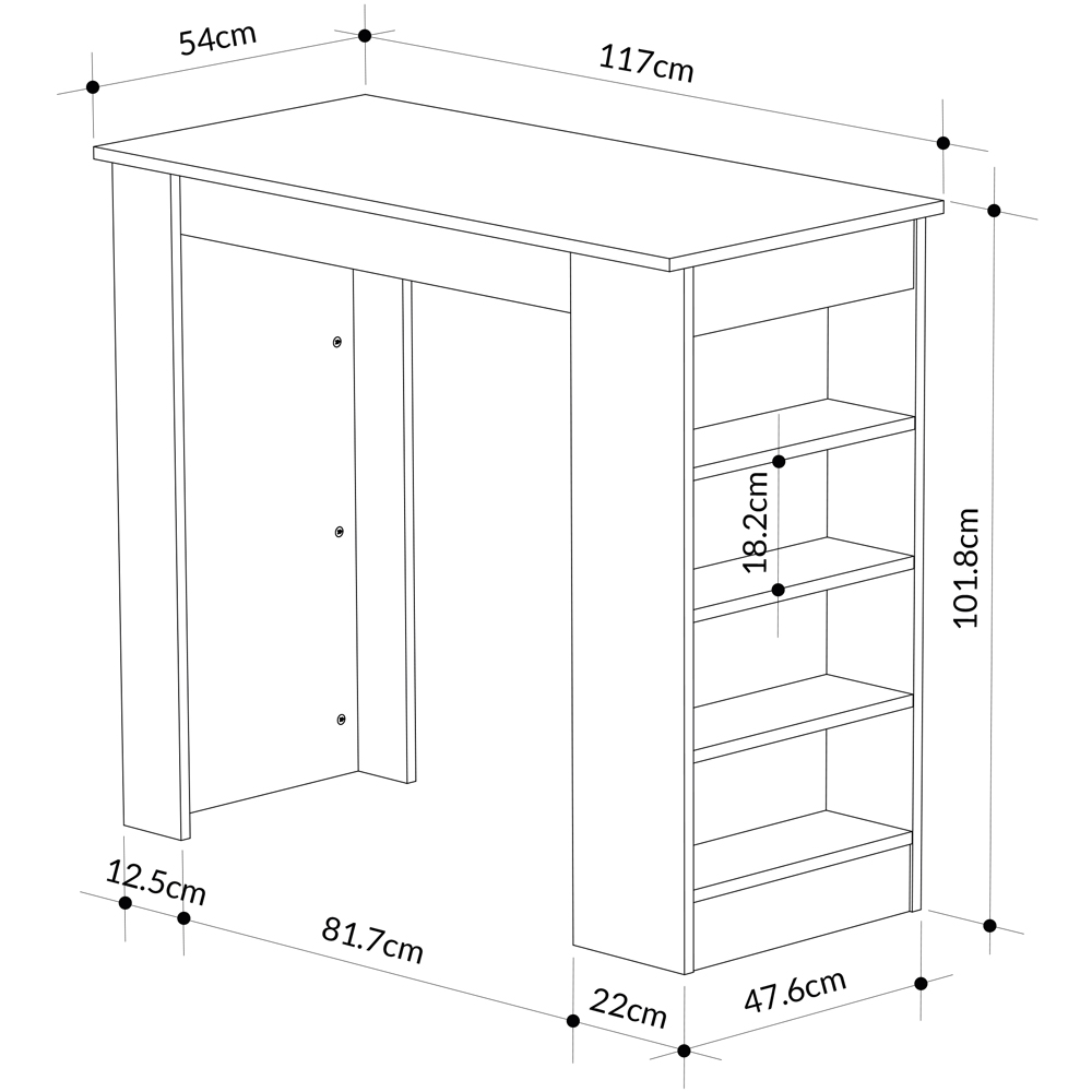 Decortie Swallow Anthracite Bar Table with Storage Shelves Image 7