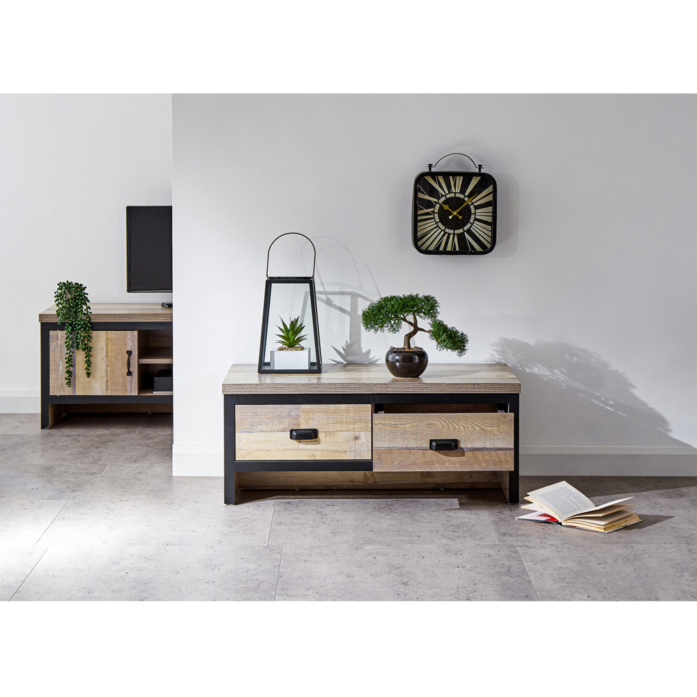 GFW Boston 2 Drawer Oak Coffee Table Image 8