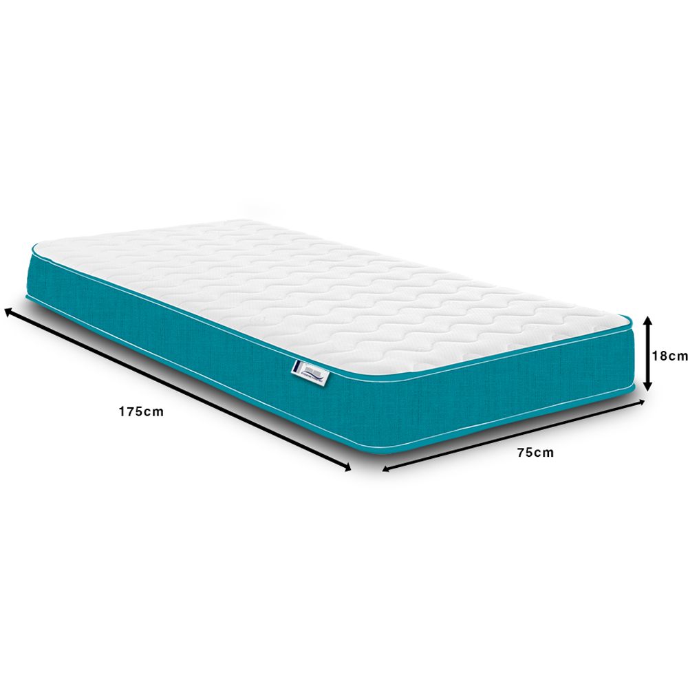 Extreme Comfort Cooltouch Colours Shorty Teal Blue Memory Foam and Spring Mattress Image 5