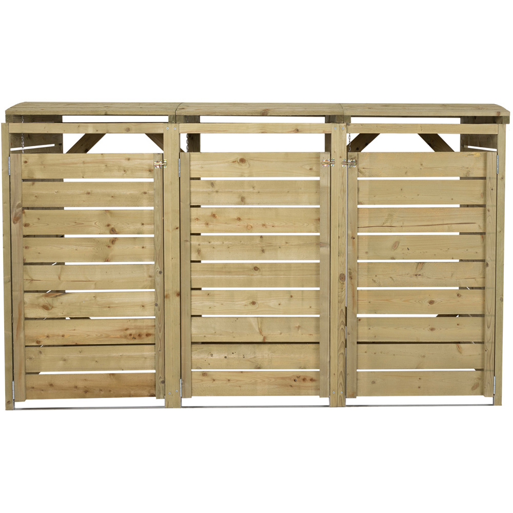 Charles Bentley Wood Triple Bin Storage Cupboard Image 4