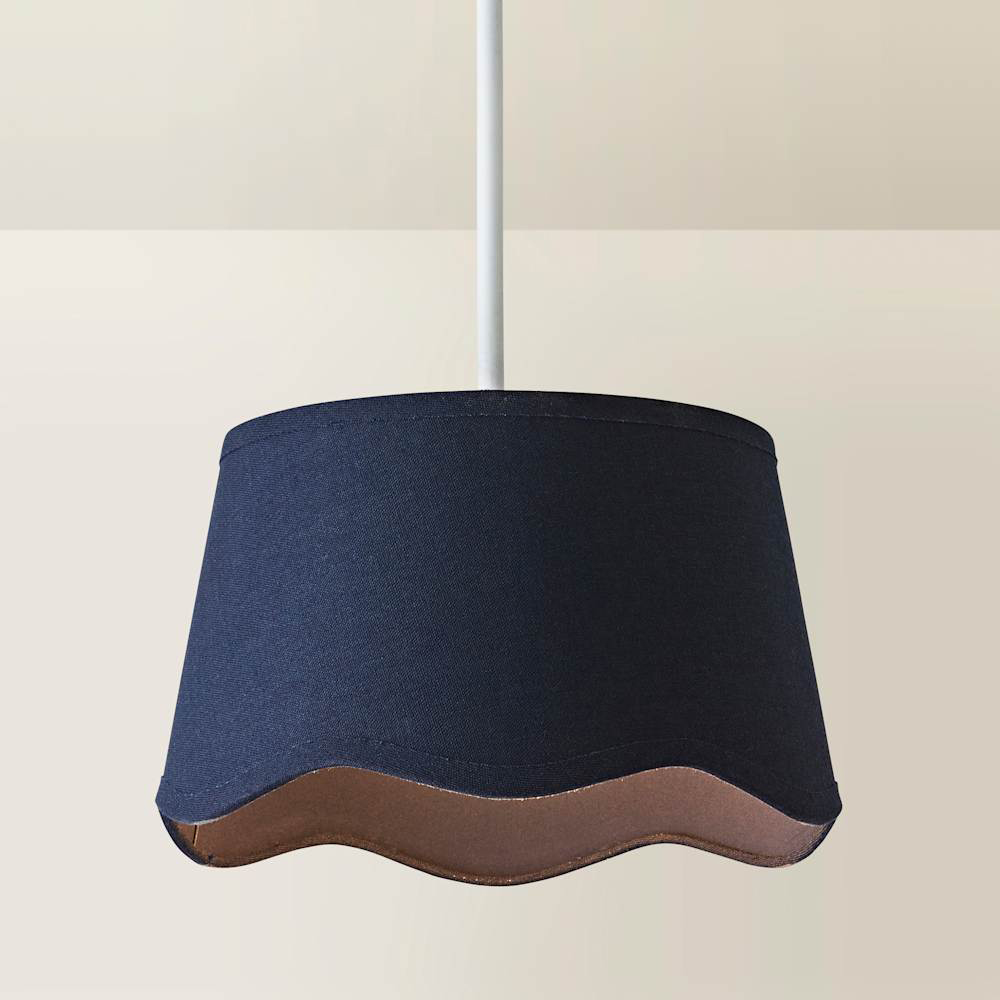 ValueLights Mabel Navy Linen Scallop Edge Small Lamp Shade Image 4