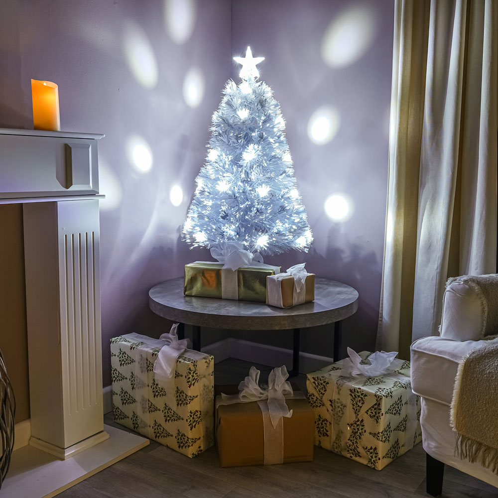 The Christmas Centre 22 Cool White LED White Fibre Optic Artificial Xmas Tree 3ft Image 2