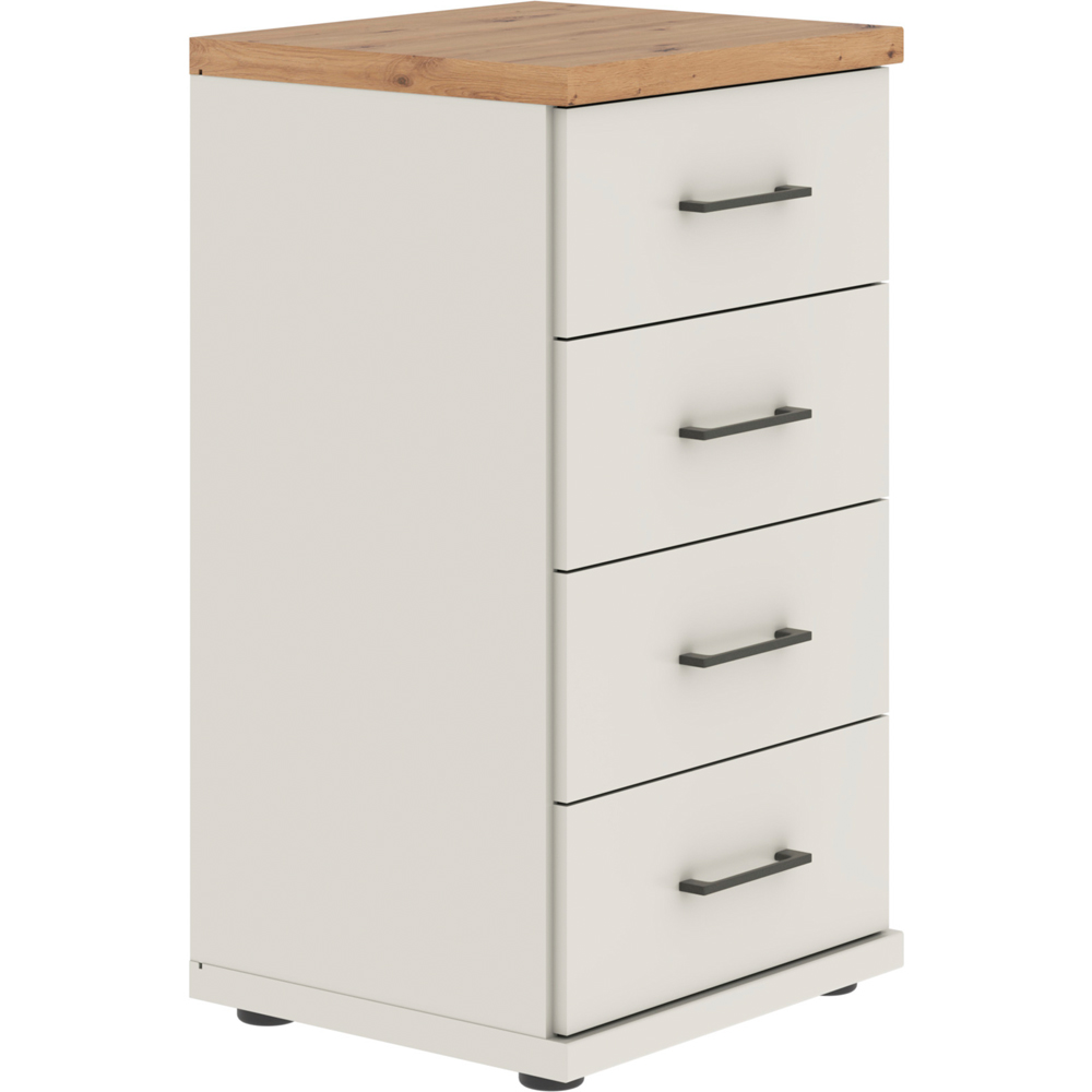Homebase Truro Boak and White 4 Drawer Chest of Drawers with Slate Handles Image 2