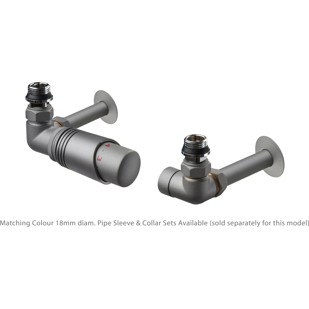 Terma Cylindrical Metallic Grey 3-Axis Thermostatic Radiator Valve and Lockshield Set Image 4