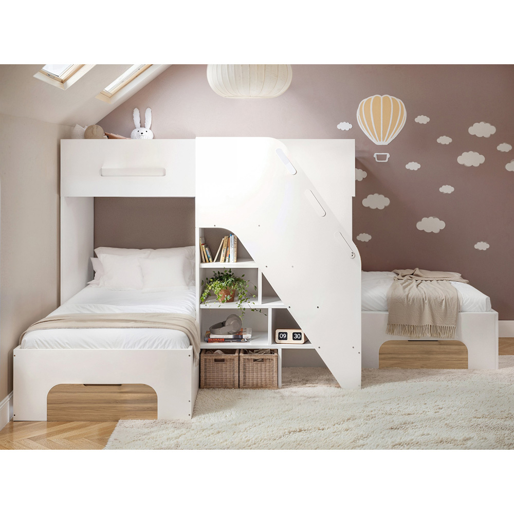 Flair Mason White and Oak Staircase Triple Sleeper with Storage Image 5