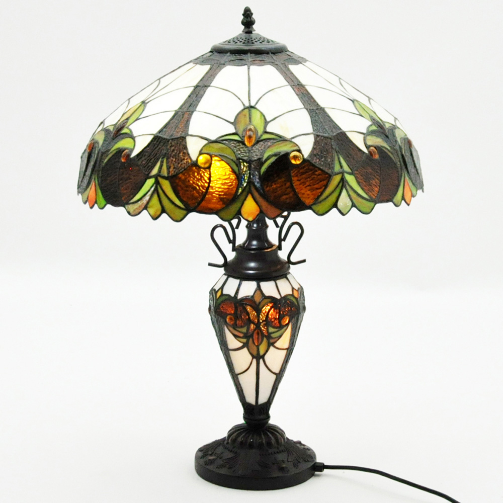 Acacia Home Tiffany Multicolour Double Shade Table Lamp 45.7cm Image 3