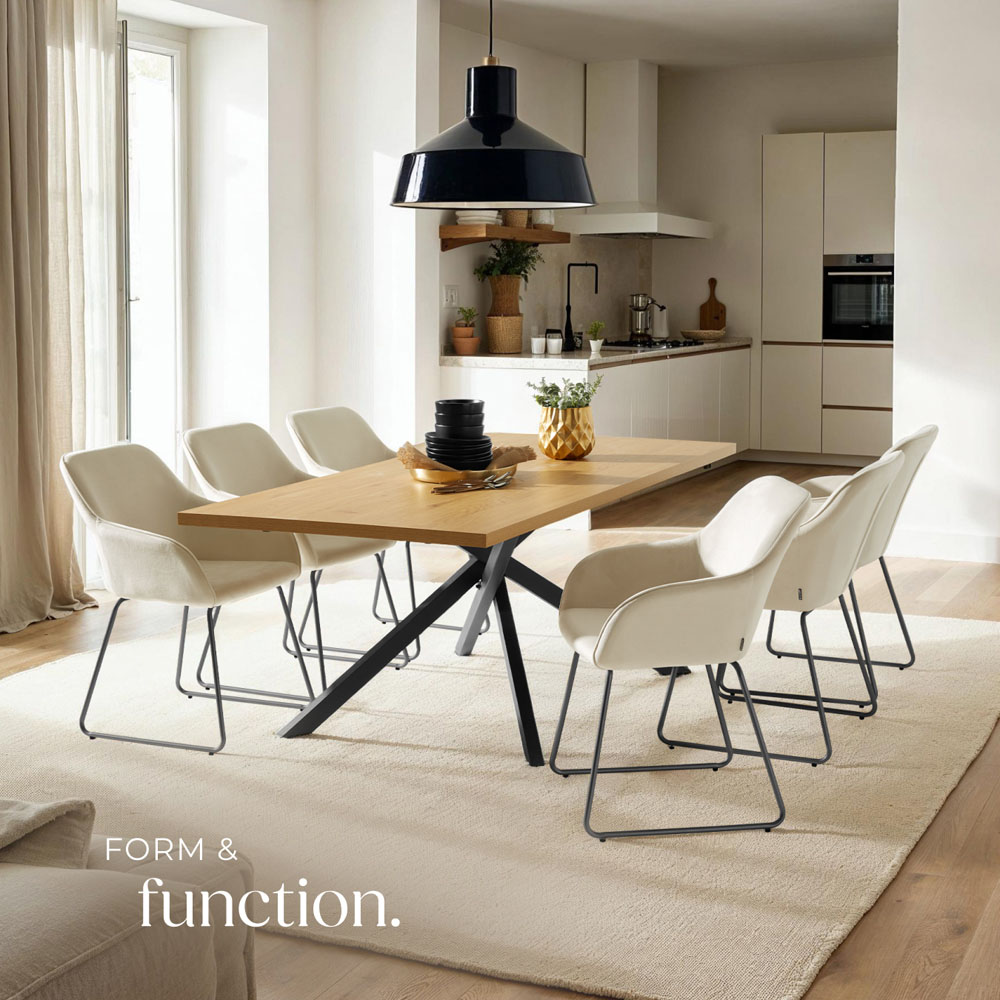 tectake Jeane Cream and Black Velvet Look Dining Chair Image 8