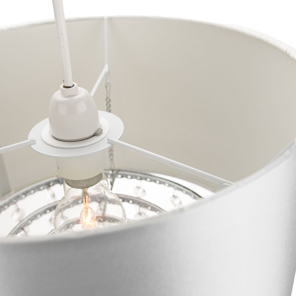 Happy Homewares Grey Satin Fabric Pendant Light Shade Image 2