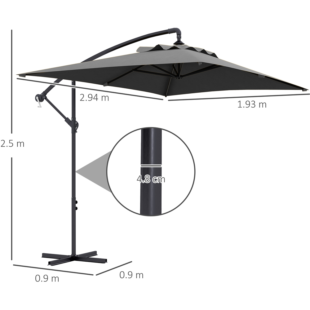 Outsunny Grey Crank Handle Cantilever Banana Parasol with Cross Base 3 x 2m Image 7
