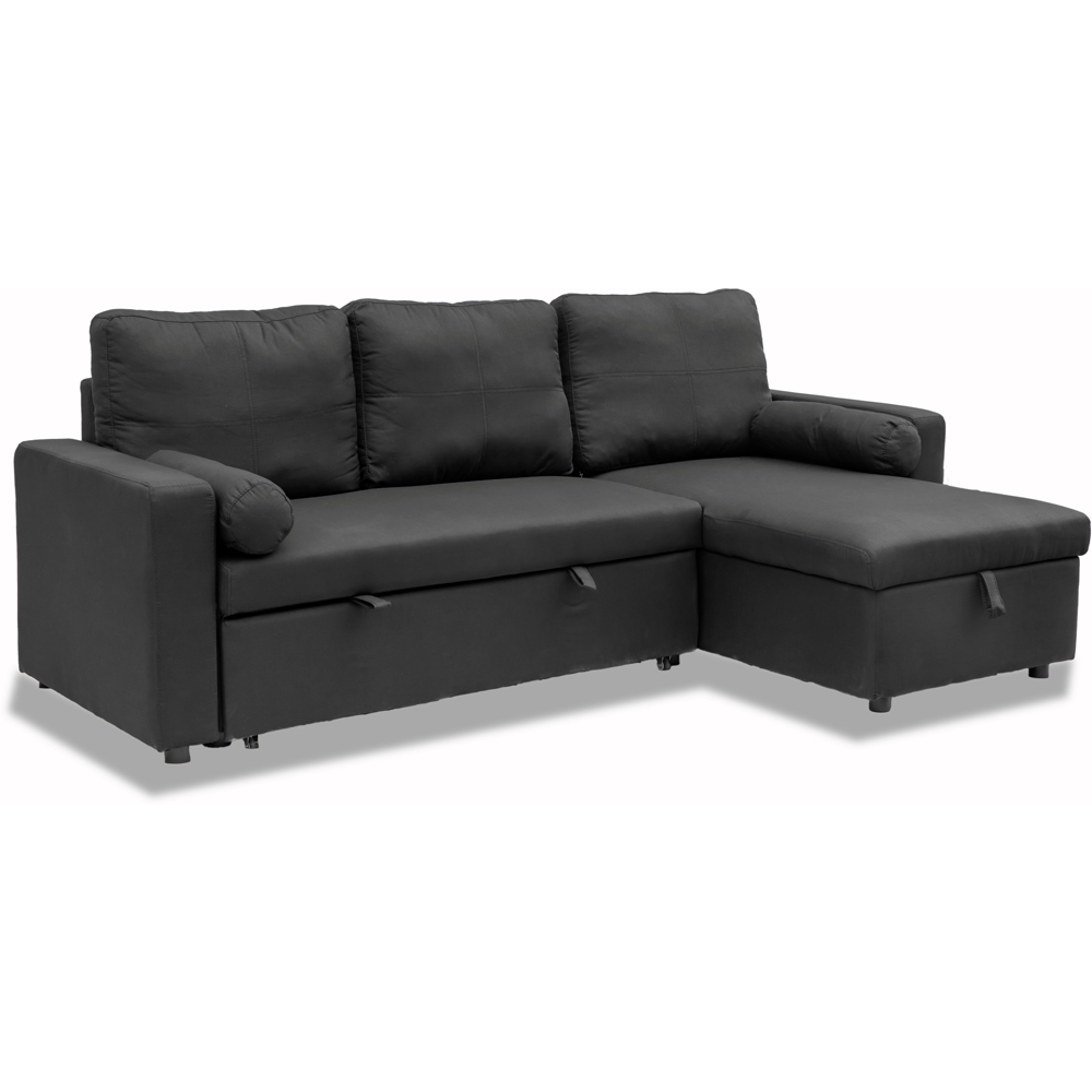 Indoor Living Manhattan 3 Seater Black Corner Sofa Bed Image 2