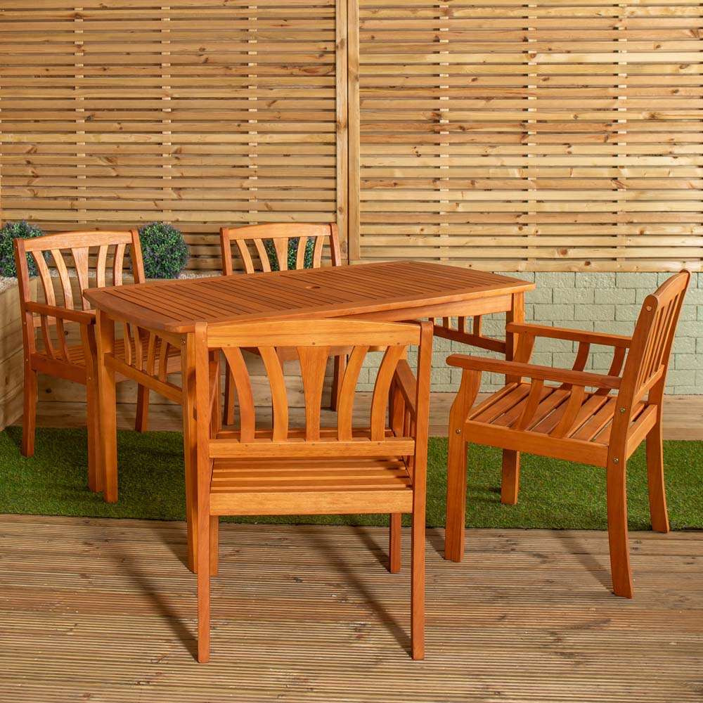 Samuel Alexander 4 Seater Rectangular Wooden Garden Dining Set Image 8