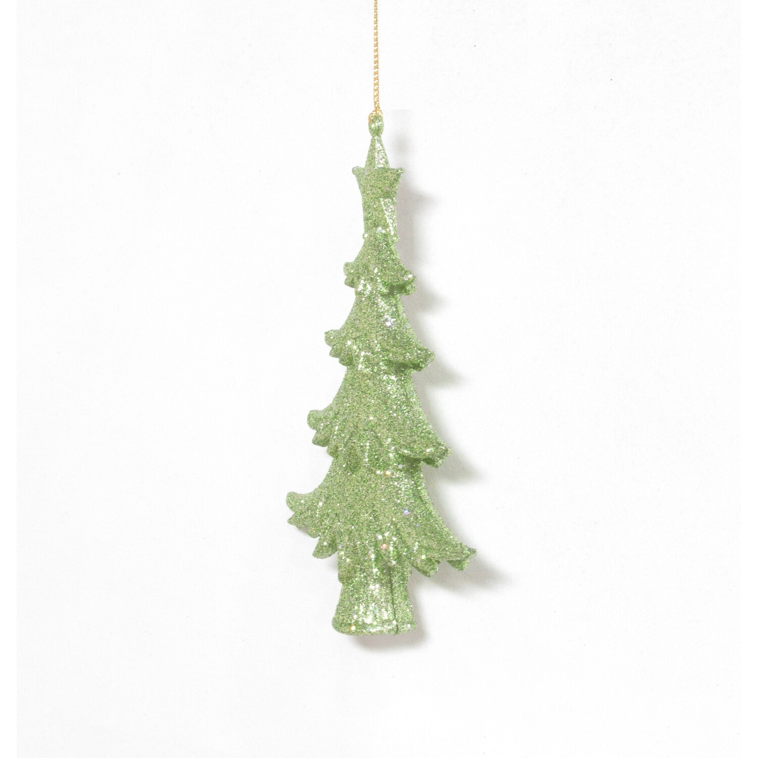 Hanging Fern Glitter Tree Hanging Decoration Green Image 2