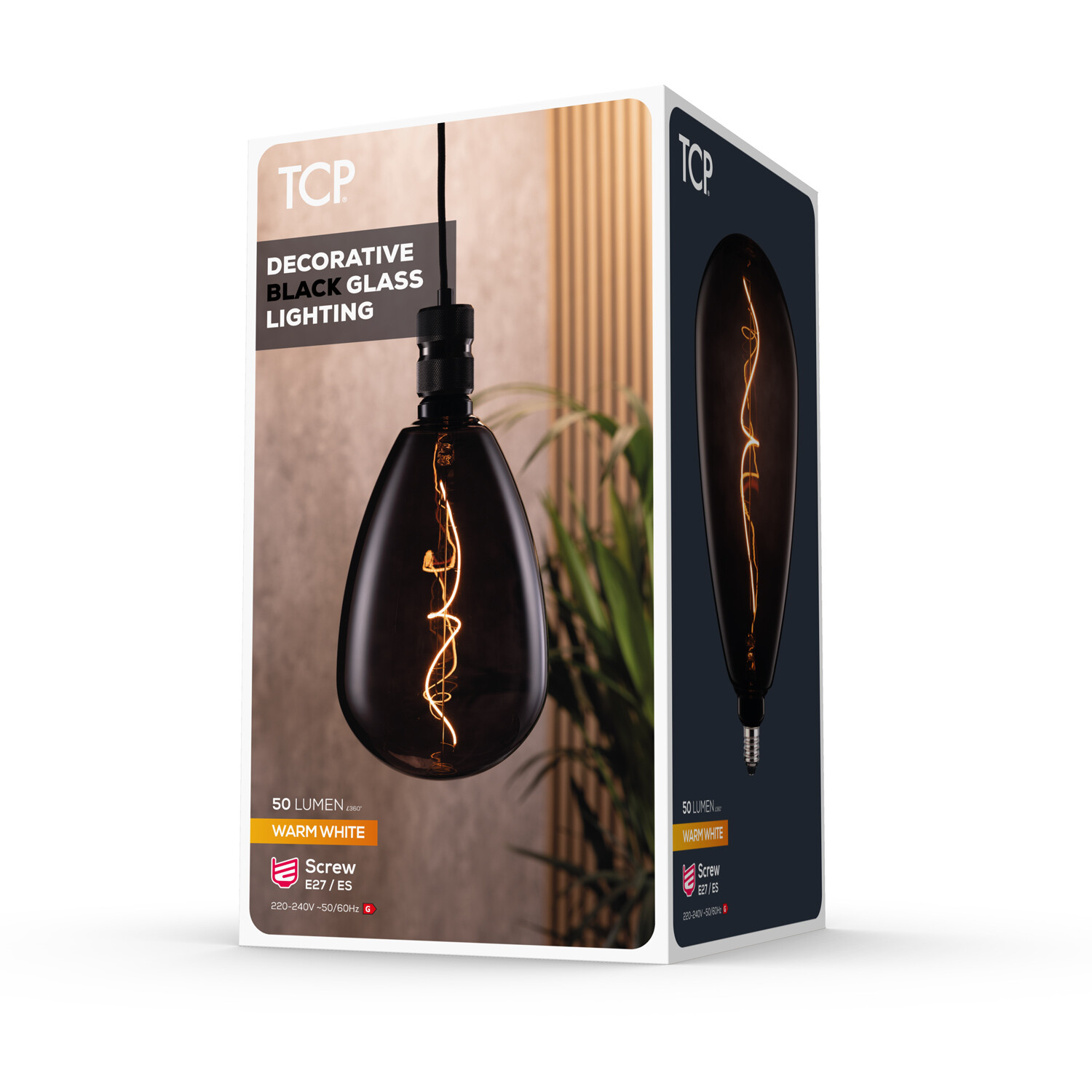 TCP Black Decorative Filament 50L E27 Bulb Warm White Image 3