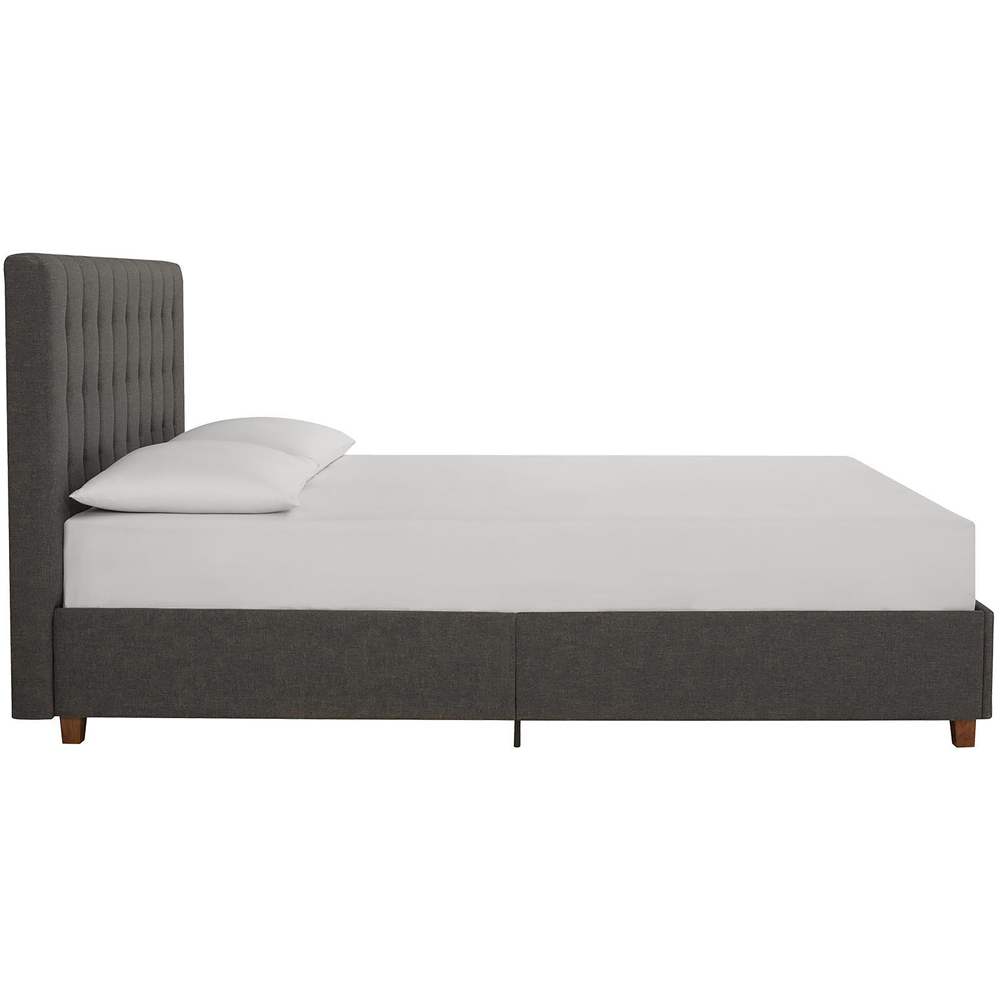 Dorel Emily King Size Upholstered Brown Linen Bed Image 3