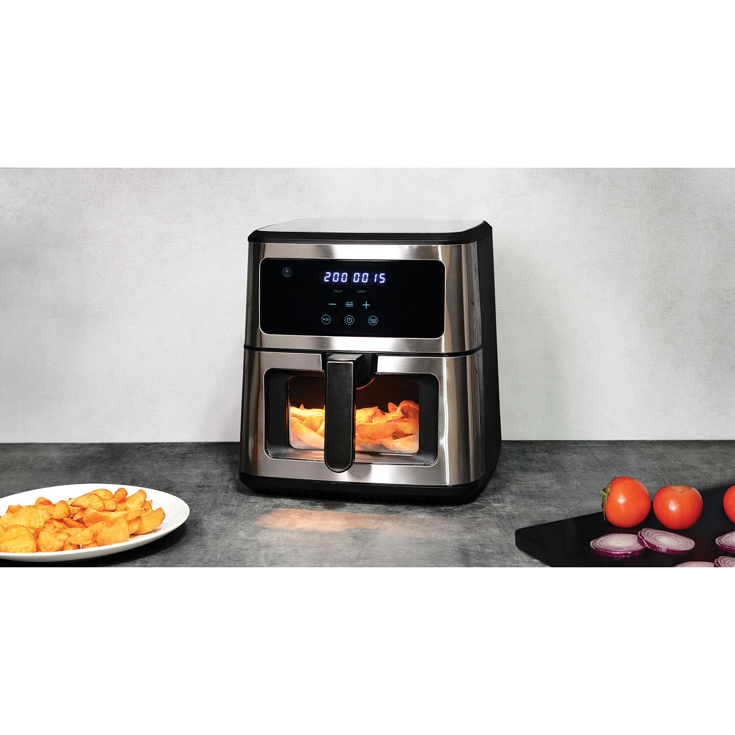Digital Air Fryer with Drawer 8L - Silver and Black Image 2