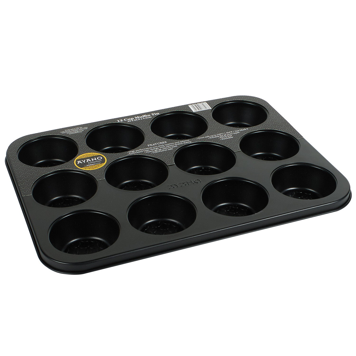 Ayano 12 Cup Deep Muffin Tin - Black Image 2