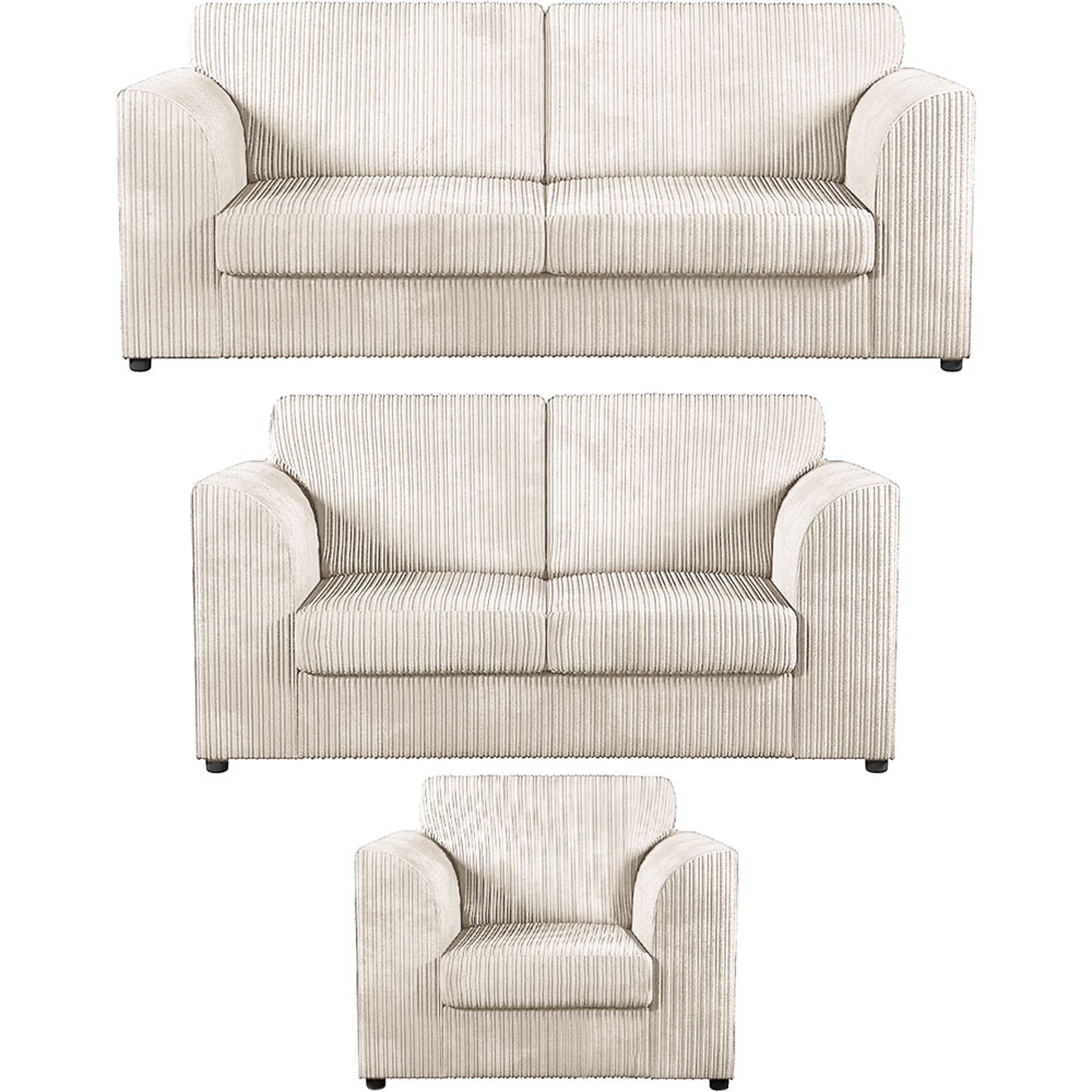 Luxor 6 Seater Cream Jumbo Cord Full Back Sofa Suite Image 2