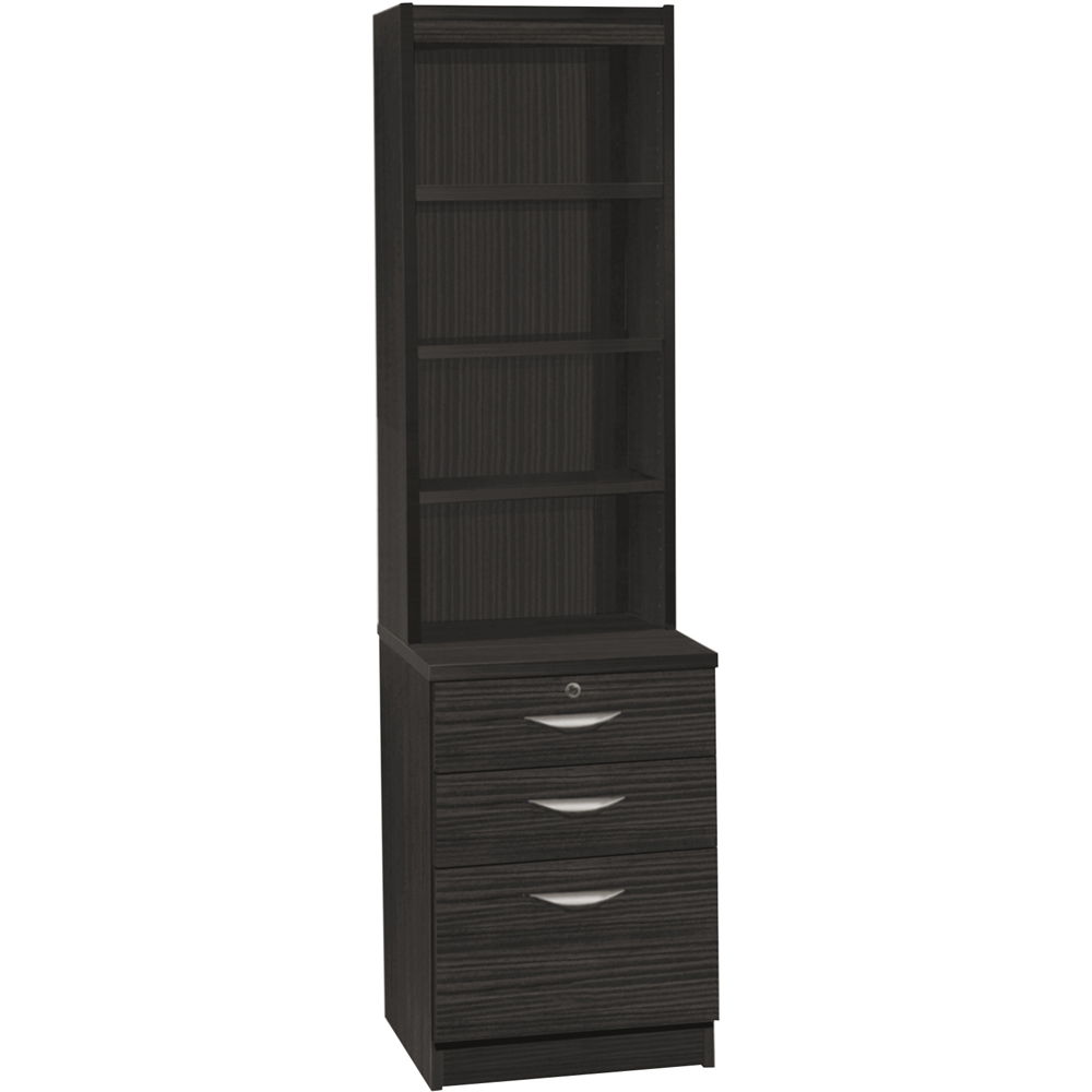 R White Cabinets 3 Drawer 4 Shelf Black Storage Unit with Hutch Image 2