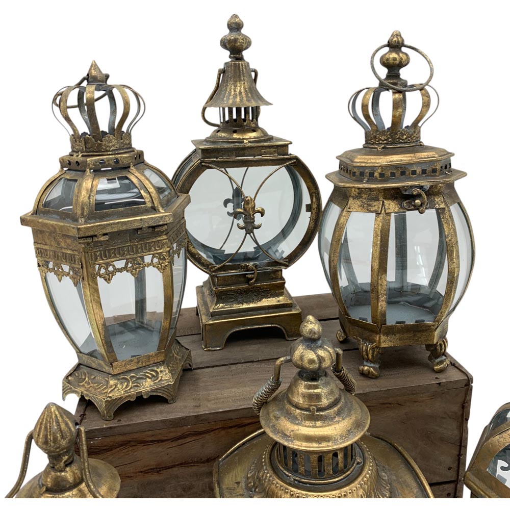 Acacia Home 6 Piece Bronzed Metal Garden Lantern Set 40cm Image 5