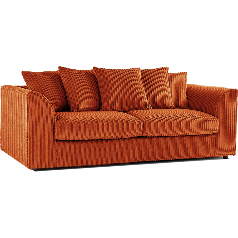 Luxor 5 Seater Orange Jumbo Cord Scatter Back Sofa Suite Image 4