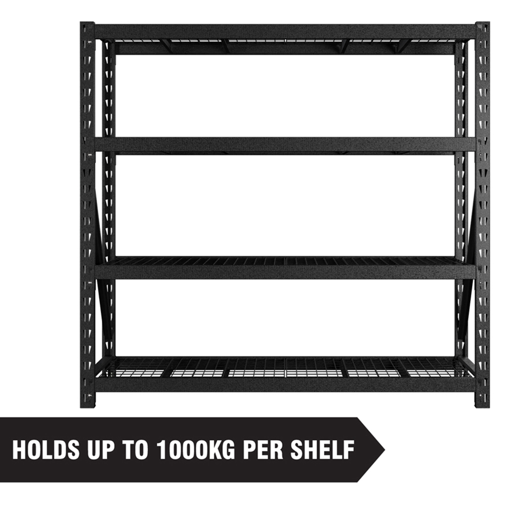 RACK1000 4 Tier Black Shelving Unit 193 x 183 x 64cm Image 4