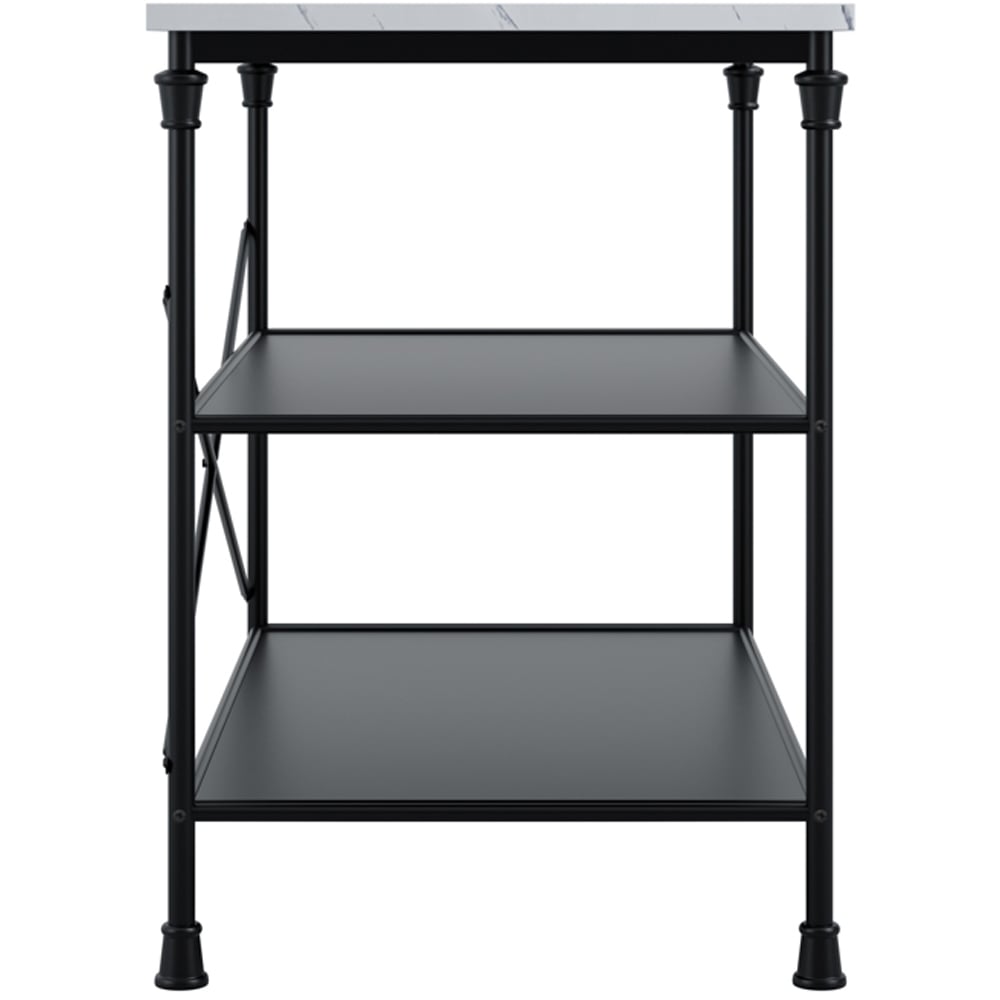 Fairmont 2 Shelf Black and White Marble Effect Kitchen Island Table Image 4