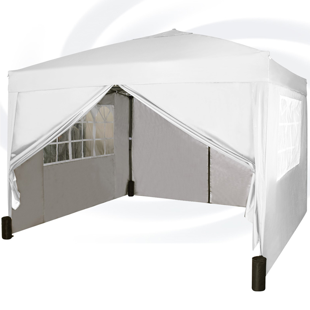 White Pop Up Outdoor Canopy Tent with Removable Sidewalls 3 x 3m Image 2