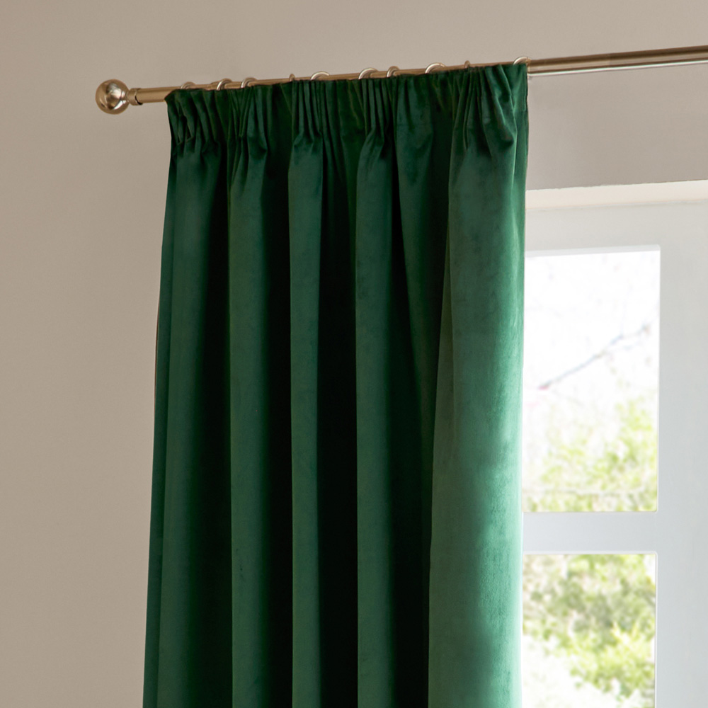 Furn The Ultimate Emerald Velvet Fully Lined Pencil Pleat Curtains 117 x 183cm Image 3