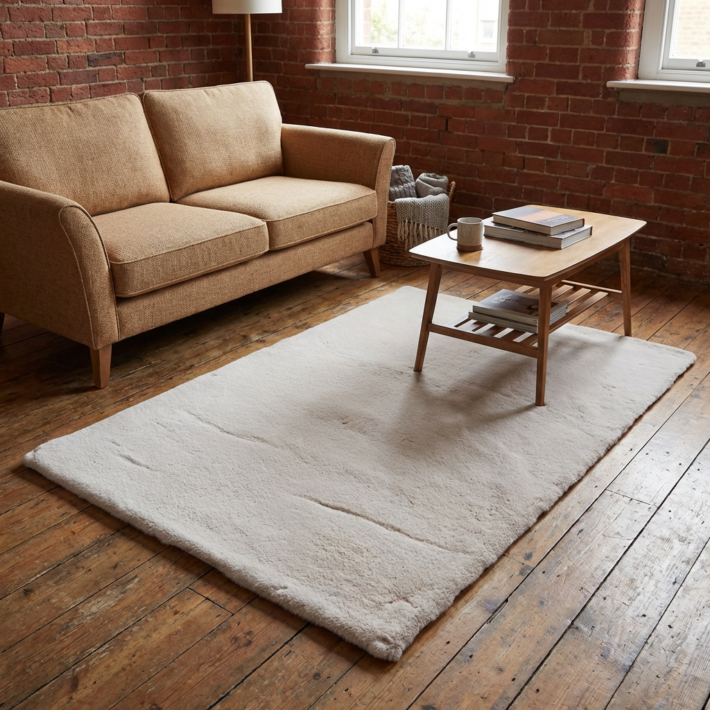 Luxe Natural Rabbit Faux Fur Rug Image 7
