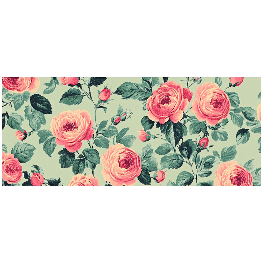 Warren Reed Designer Sage Green and Pink Roses Glass Bathroom Splashback 25 x 60cm Image 2