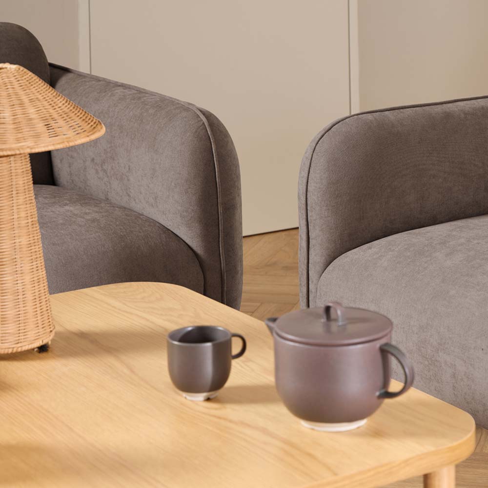 Florence Westham 6 Seater Dusty Brown Fabric Sofa Set Image 7