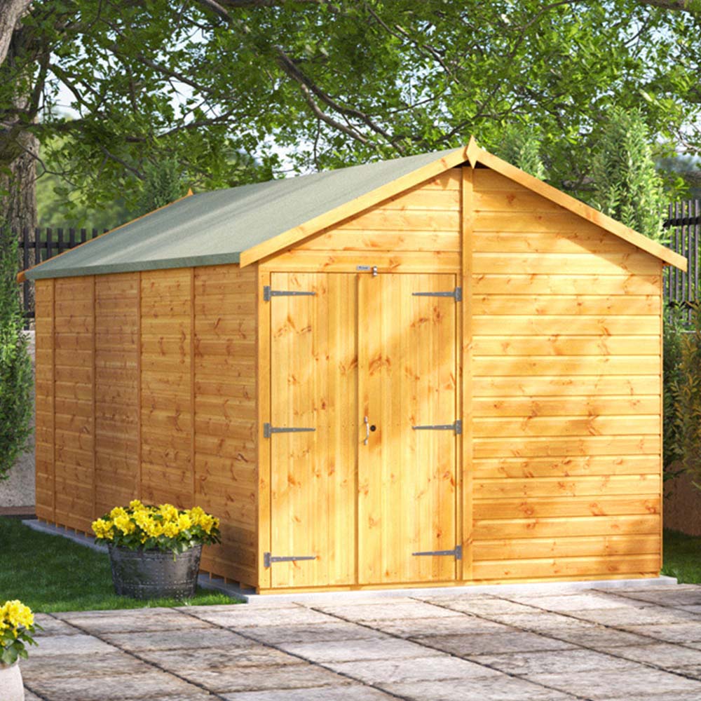 Power Sheds 18 x 8ft Double Door Apex Wooden Shed Image 2