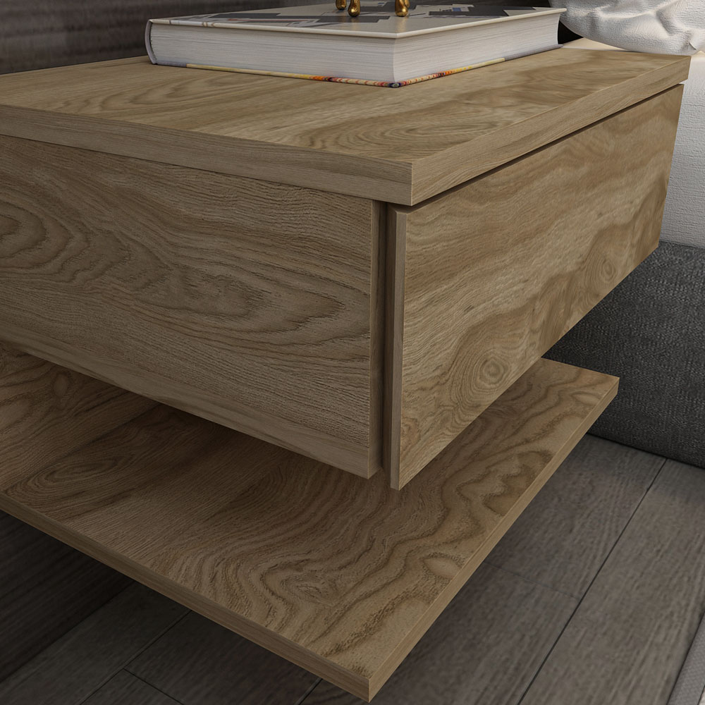 Decorotika Vivid Modern Single Drawer Sapphire Oak Bedside Table Image 4