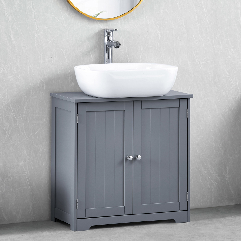 BATH VIDA Priano 2 Door Grey Under Sink Bathroom Cabinet Image 3