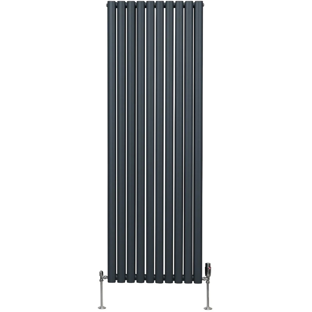 Monster Shop 8026BTU Anthracite Grey Oval Column Radiator and Valves 1800 x 600mm Image 1