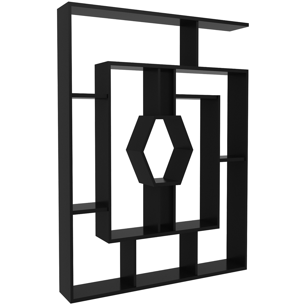 Decorotika Labrina 12 Shelf Black Hexagonal Geometric Bookcase Image 2