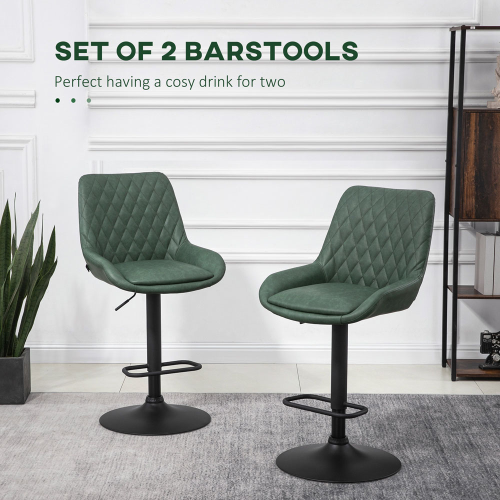 Portland Green Height Adjustable Bar Stool Set of 2 Image 4