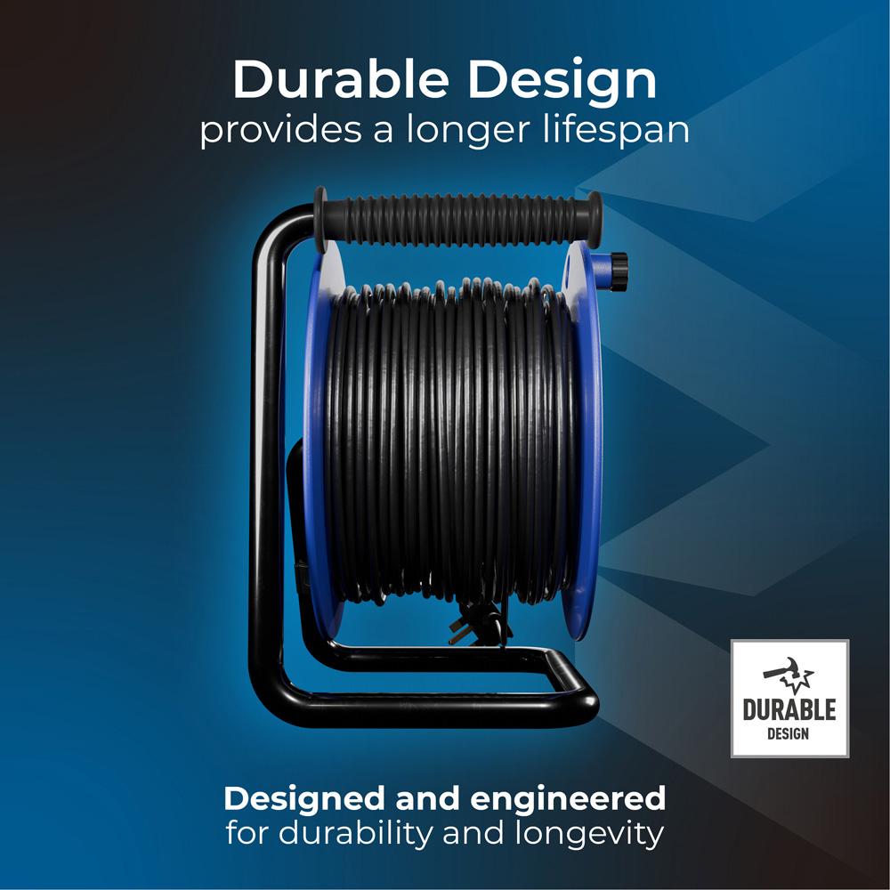 Masterplug Blue 13A 4 Socket Heavy Duty Open Cable Reel 40m Image 8