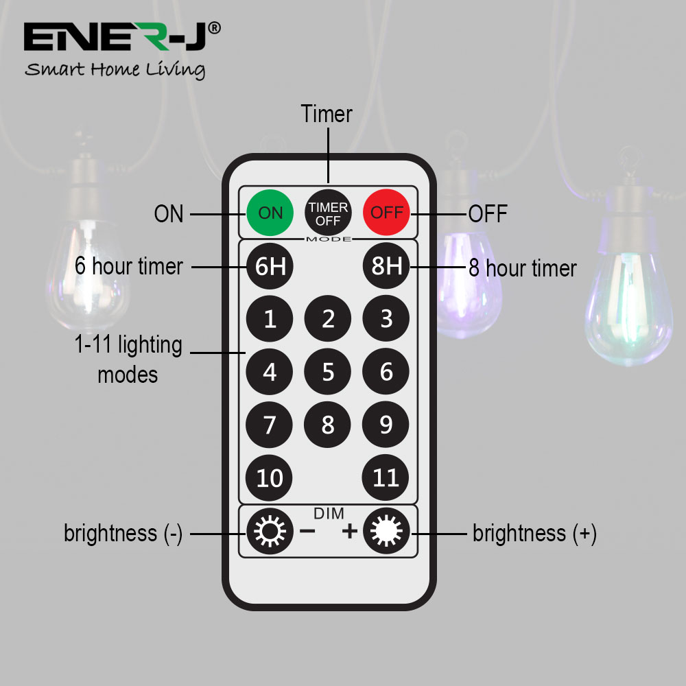 ENER-J Solar 2 Way RGB and WW LED Filament String Lights with 10 Lamps 10m Image 6