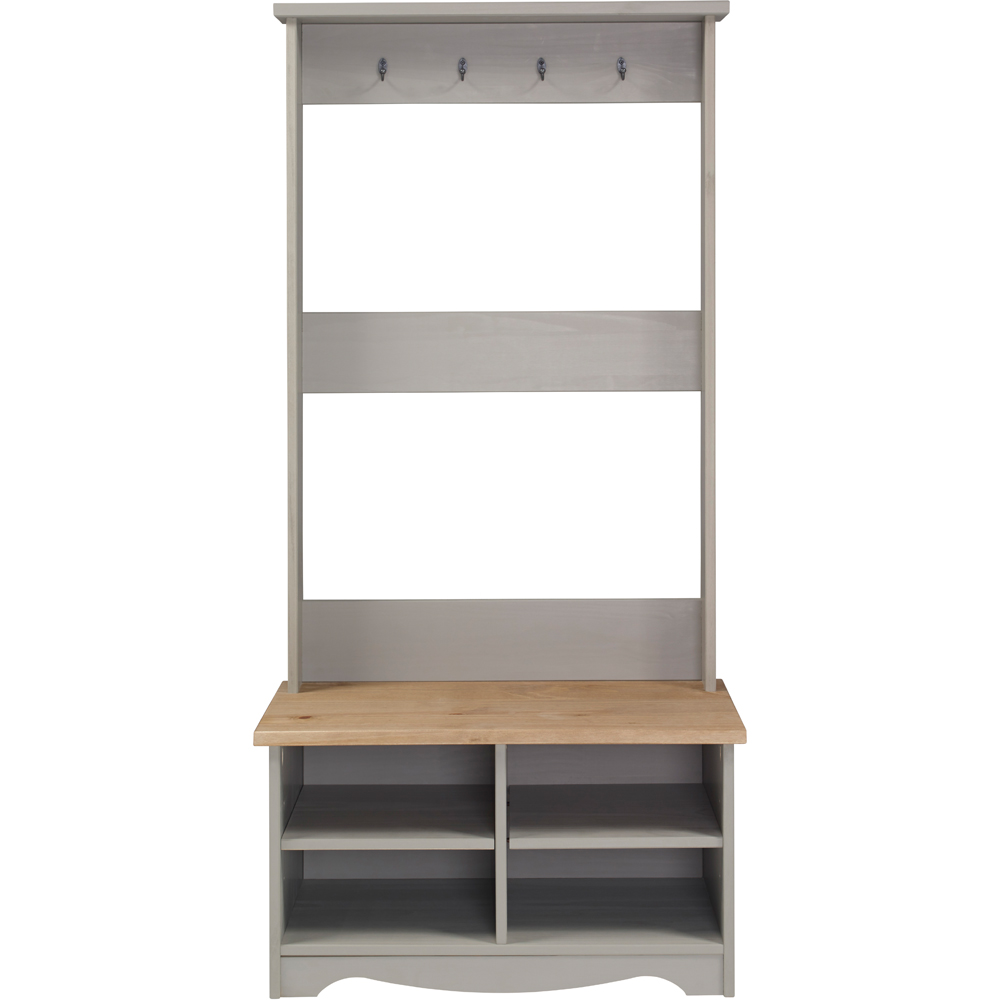 Core Products Corona 4 Shelf Grey Hall Shoe Bench with Coat Rack Image 3